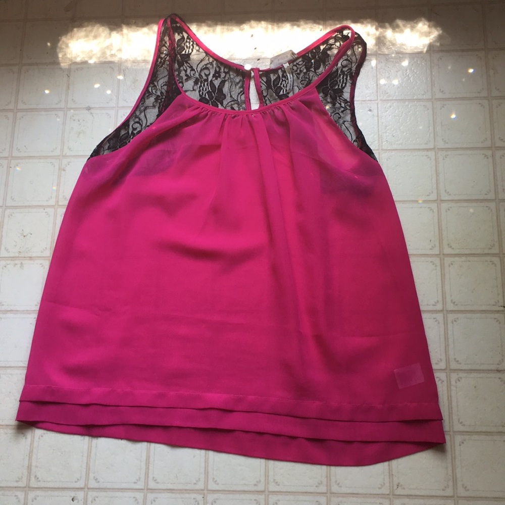 Hot Pink Lacey Tank Top